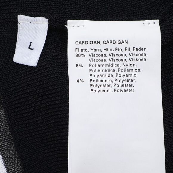 Marina Rinaldi Navy Blue/white Rib Knit Belted Cardigan L - Picture 5 of 6